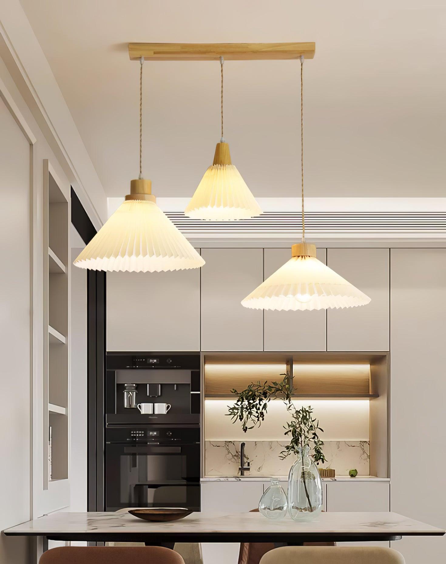 Pleated Wooden Pendant Light - Letslighting