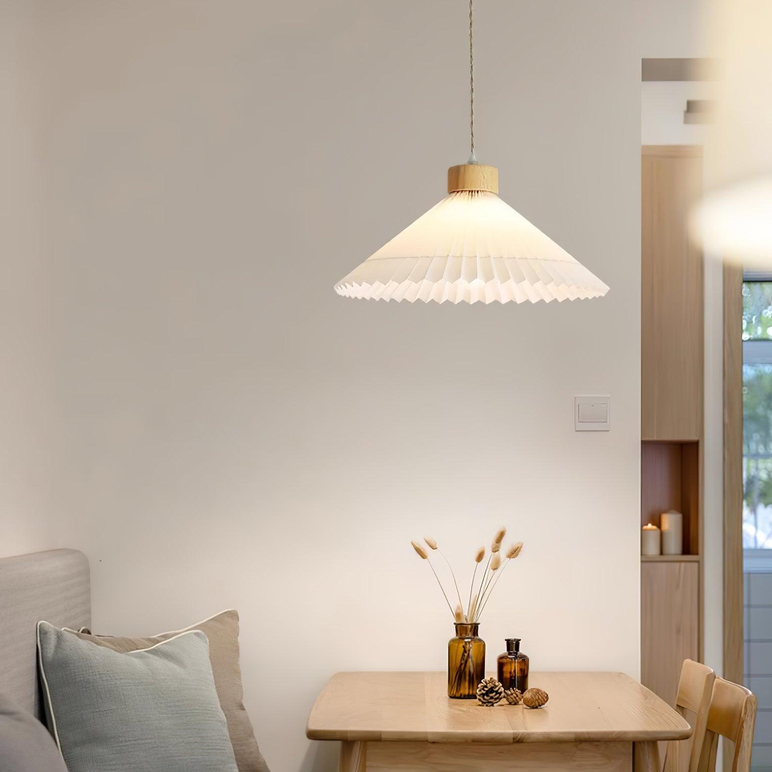 Pleated Wooden Pendant Light - Letslighting