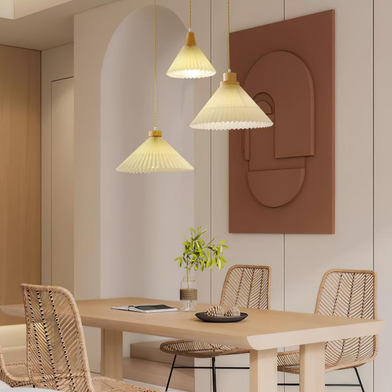 Pleated Wooden Pendant Light - Letslighting