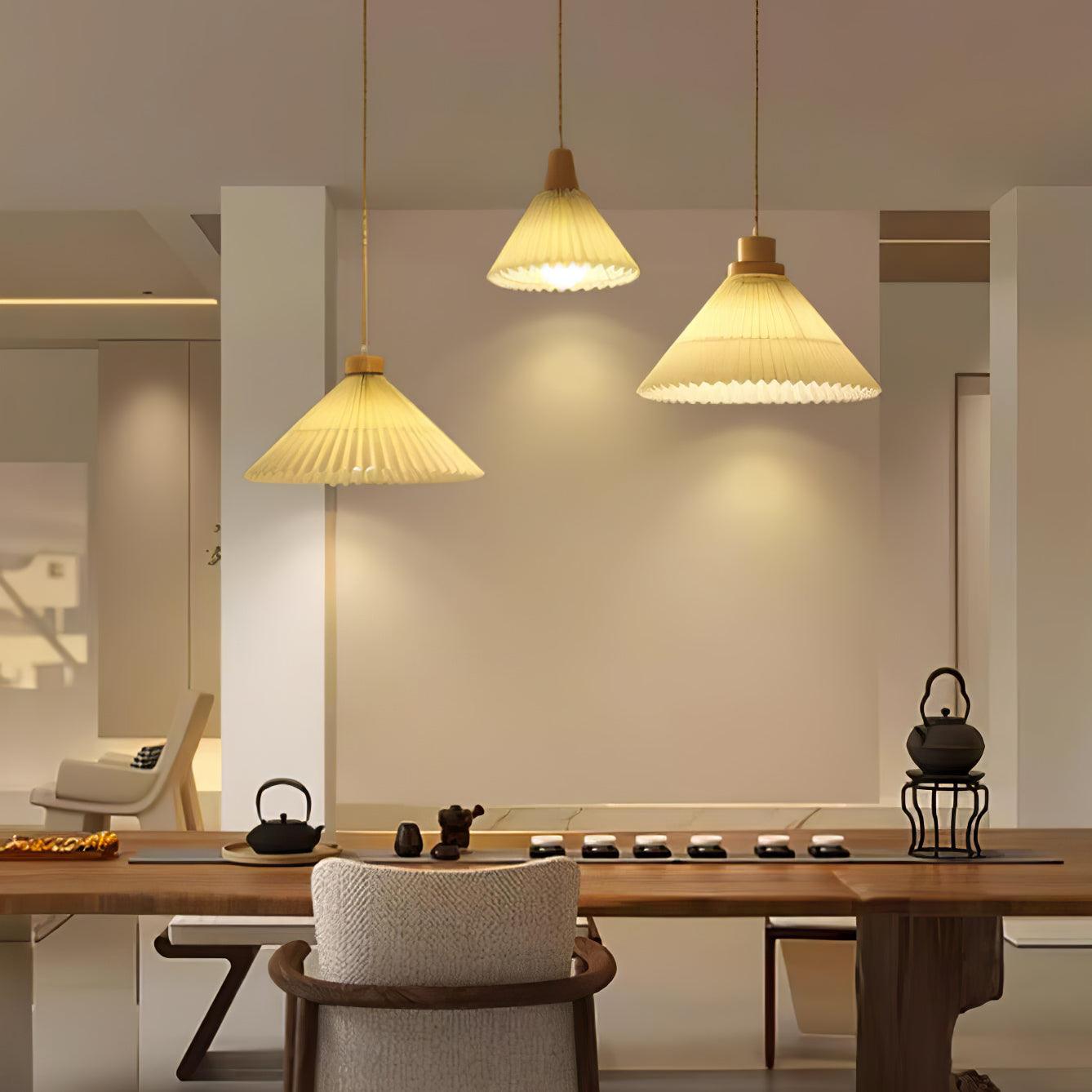 Pleated Wooden Pendant Light - Letslighting