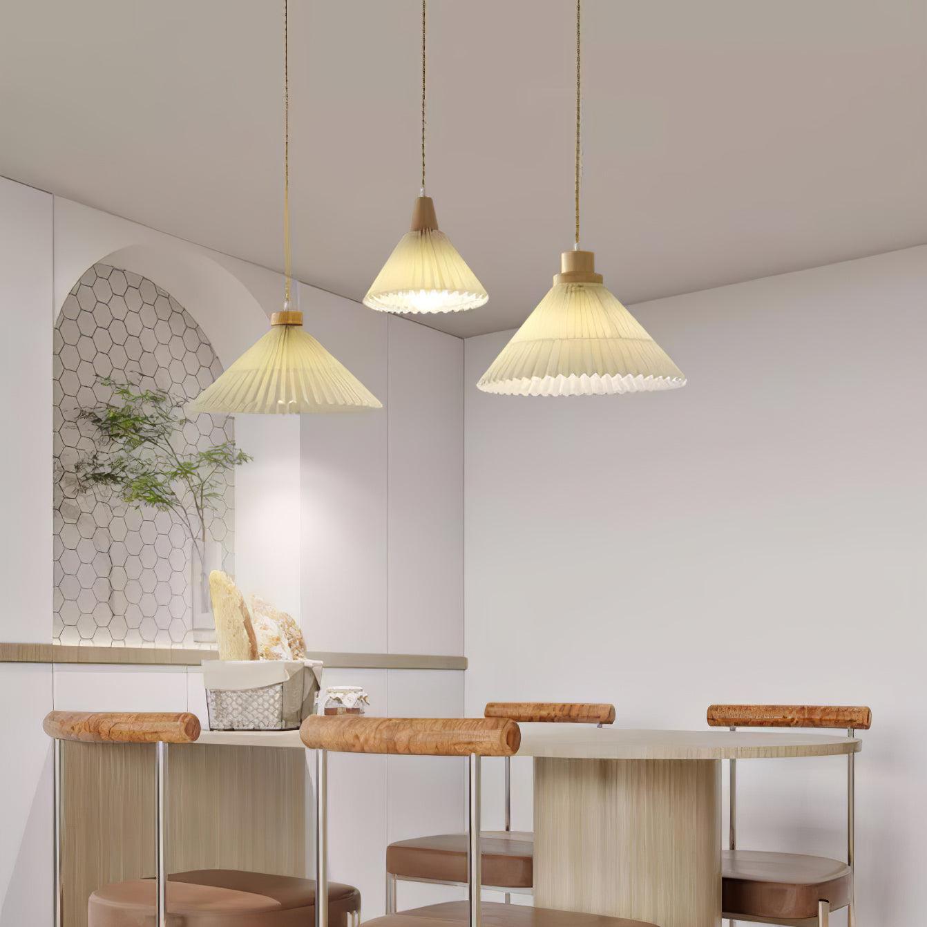 Pleated Wooden Pendant Light - Letslighting