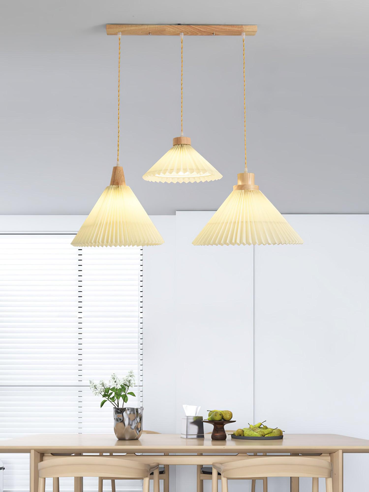 Pleated Wooden Pendant Light - Letslighting