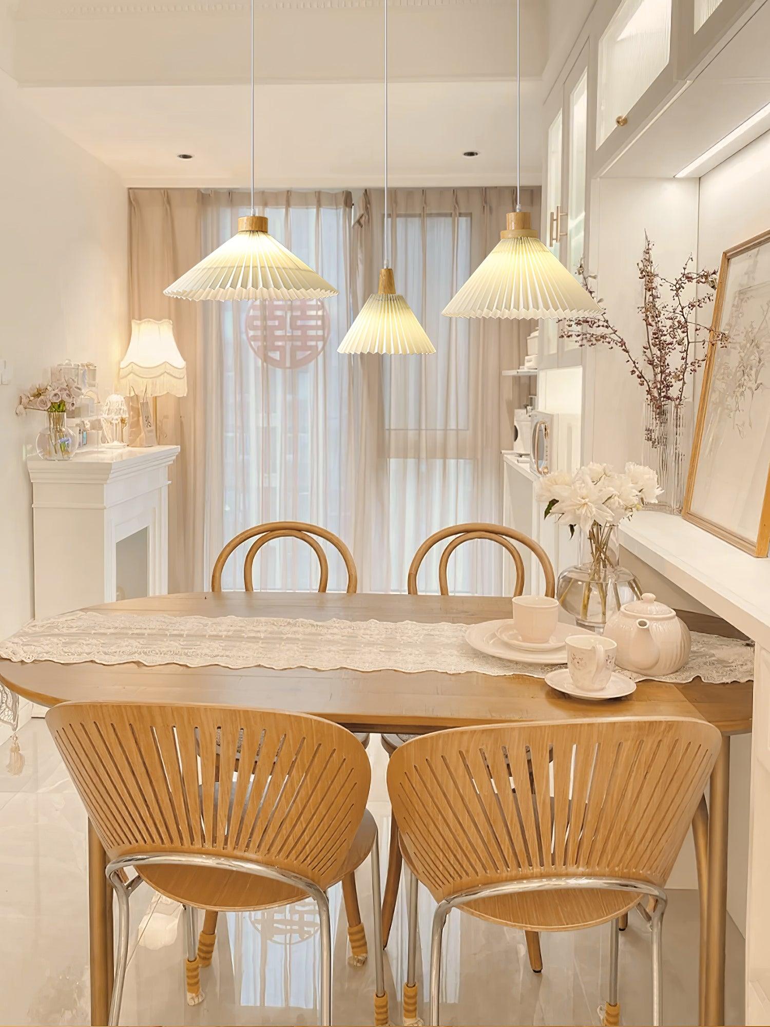 Pleated Wooden Pendant Light - Letslighting