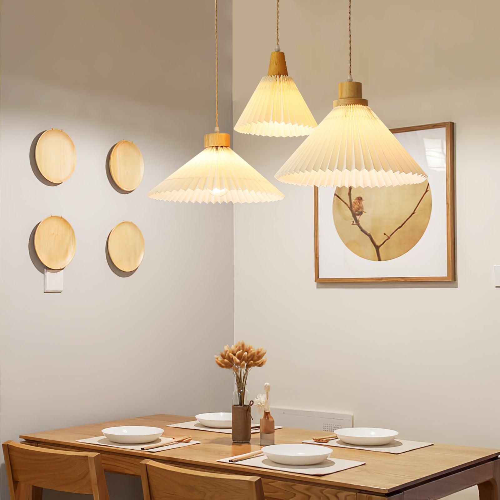 Pleated Wooden Pendant Light - Letslighting