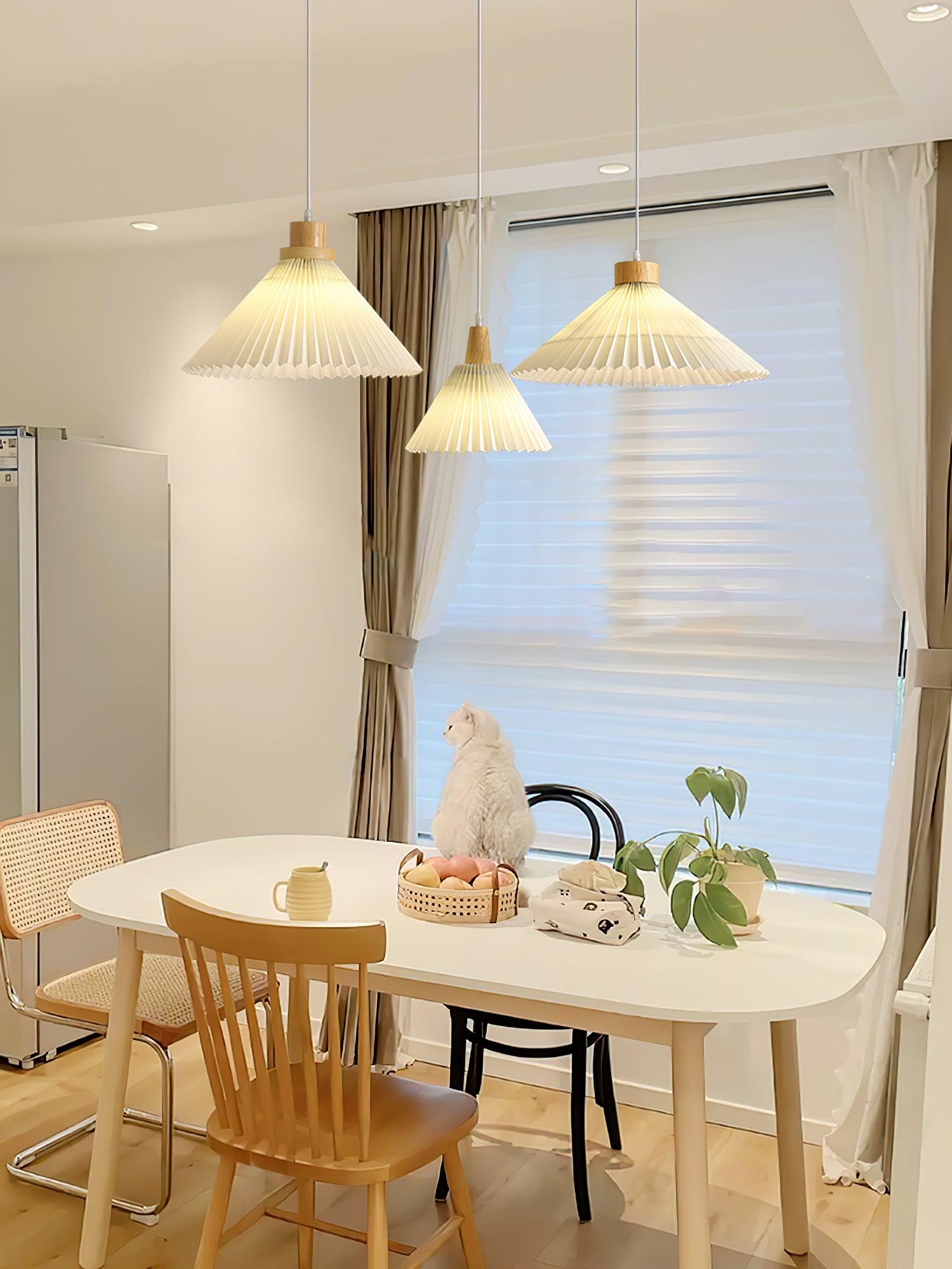 Pleated Wooden Pendant Light - Letslighting