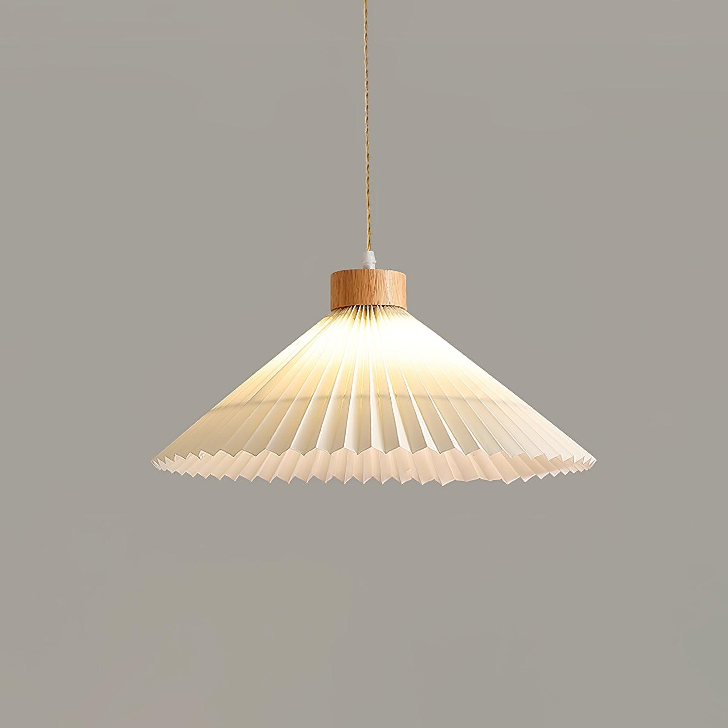 Pleated Wooden Pendant Light - Letslighting