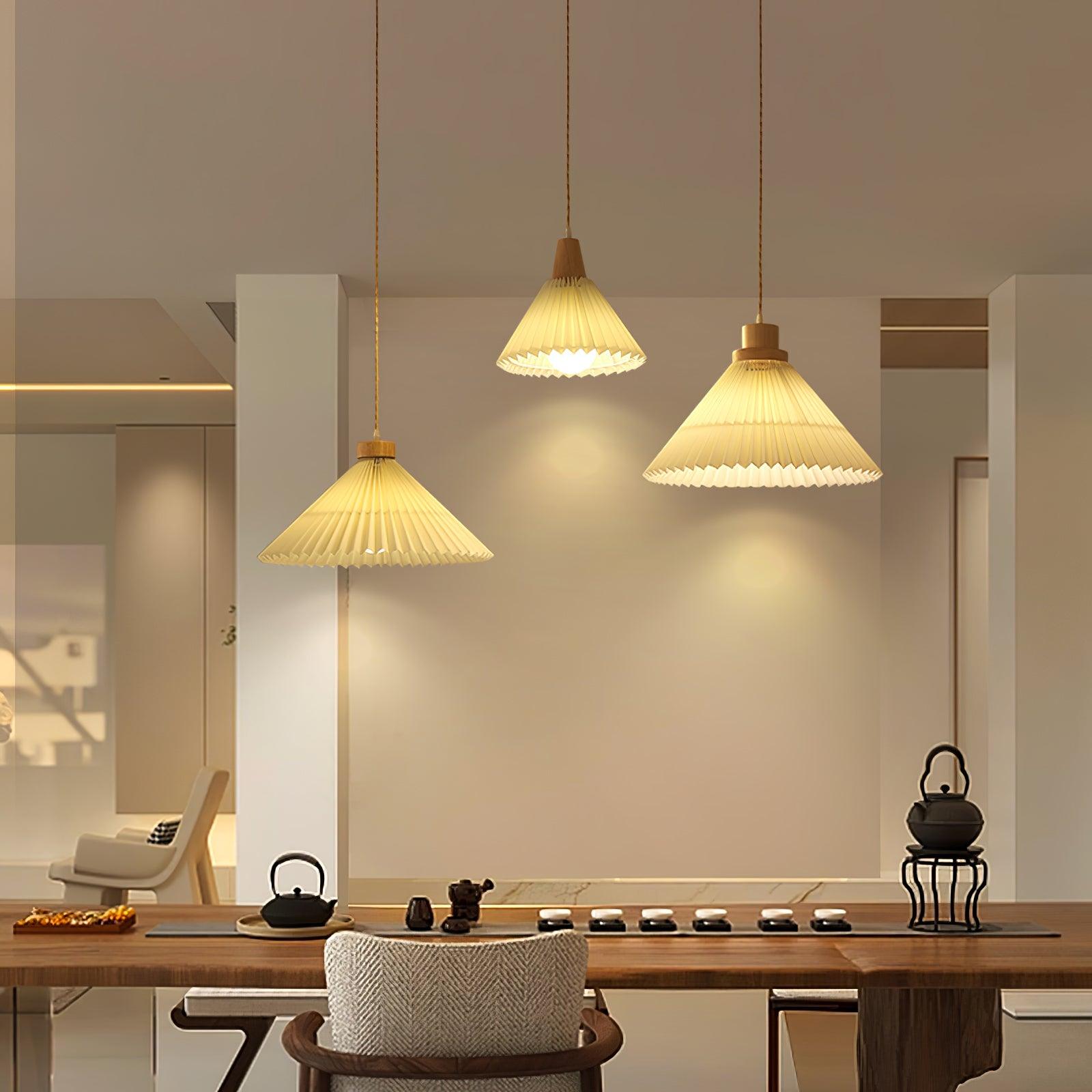 Pleated Wooden Pendant Light - Letslighting