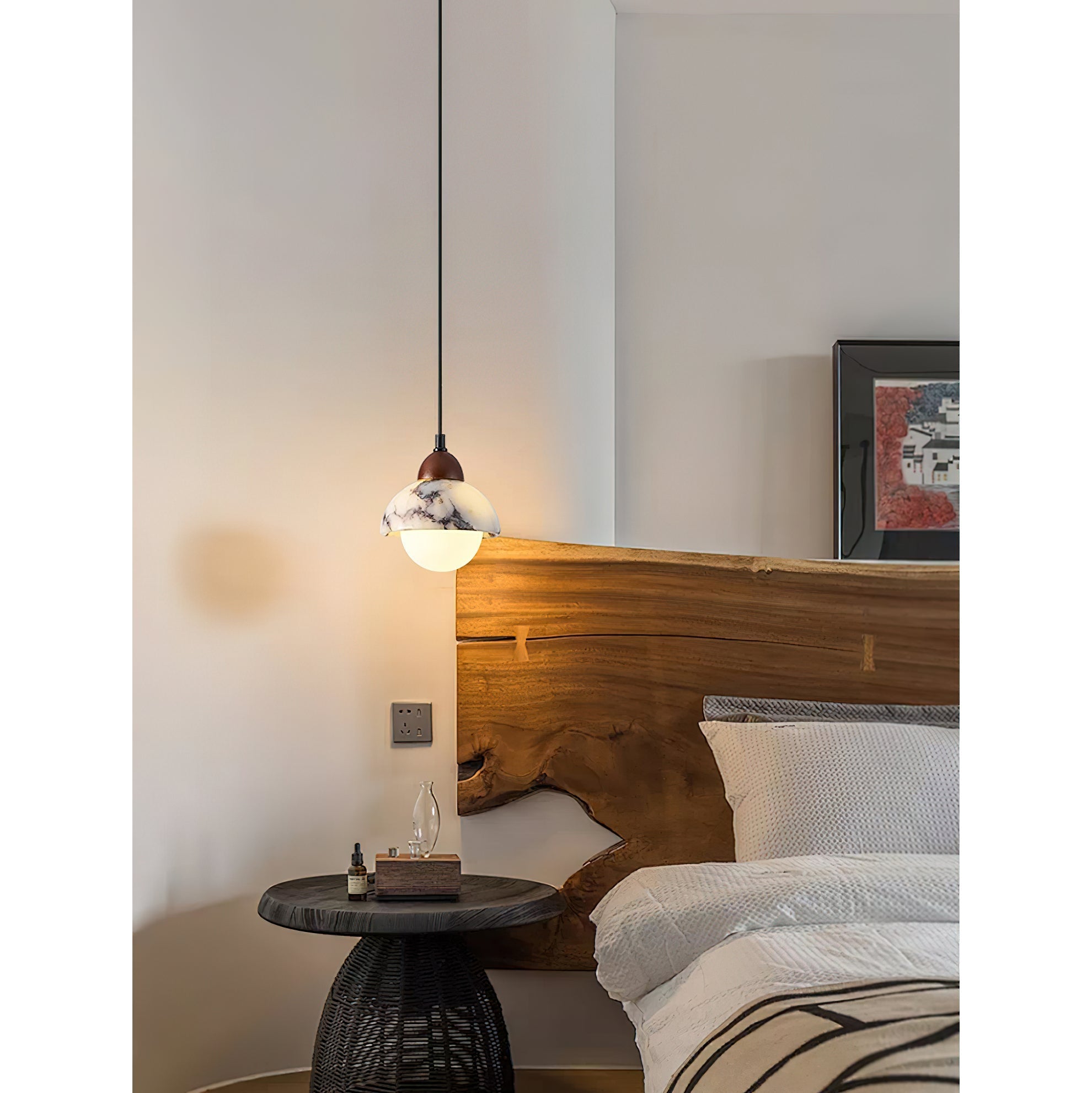 Vilaeisra Modern Minimalist Wooden Marble Pendant Lamp - Lamp Copper