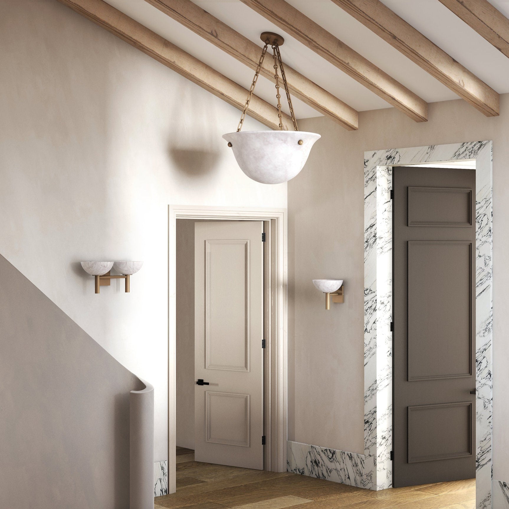 Weft Modern Minimalist Alabaster Metal Wall Lamp - Lamp Copper