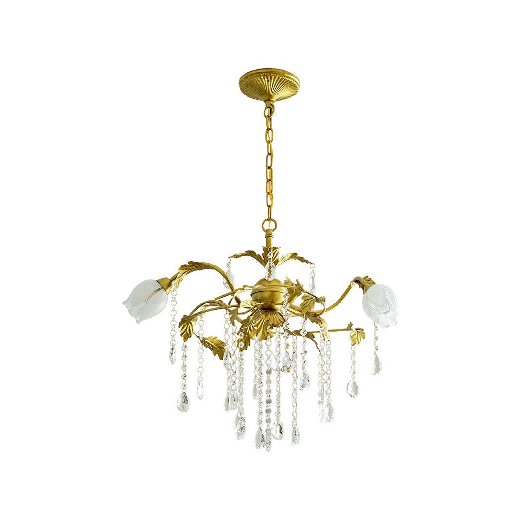 Vasorus Vintage Industrial Brass Crystal Chandelier - Lamp Copper