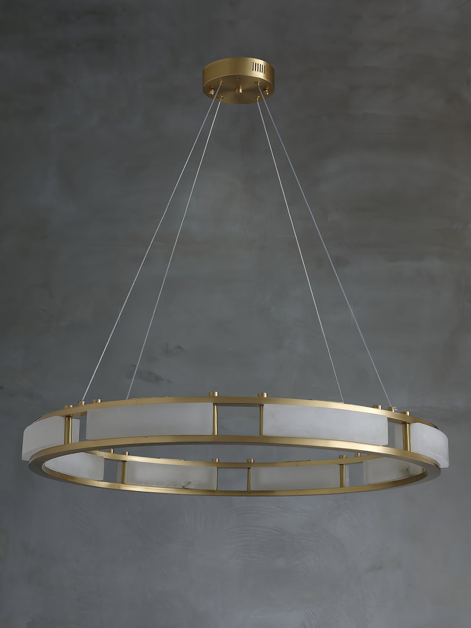 Cuzora Modern Minimalist Brass Alabaster Chandelier - Lamp Copper