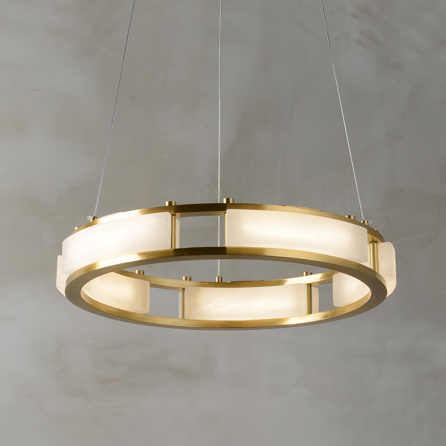 Cuzora Modern Minimalist Brass Alabaster Chandelier - Lamp Copper