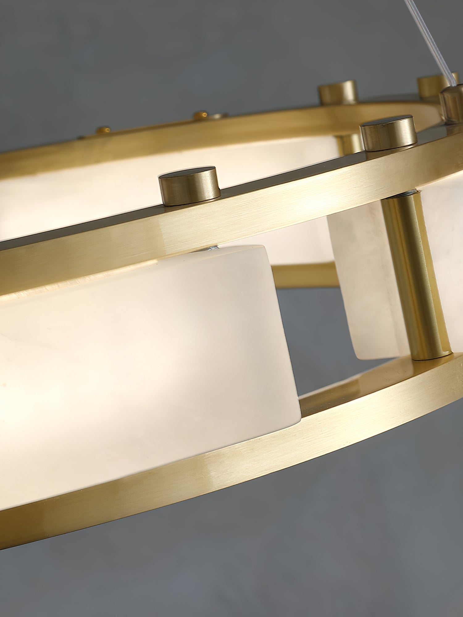 Cuzora Modern Minimalist Brass Alabaster Chandelier - Lamp Copper