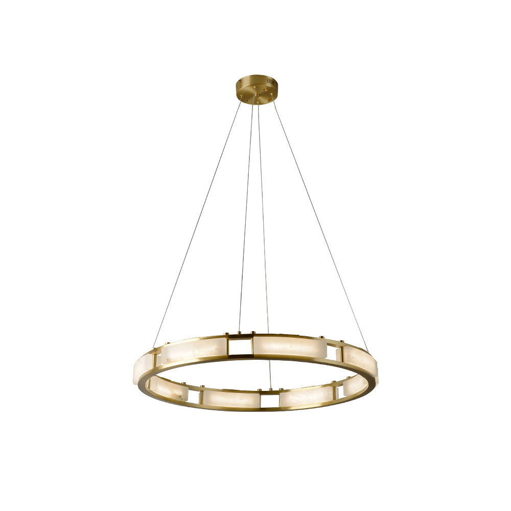Cuzora Modern Minimalist Brass Alabaster Chandelier - Lamp Copper