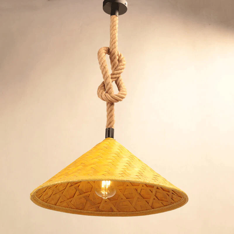 Ritta Moderno Sombrero LED Lámpara Colgante Ratán Salón/Bar