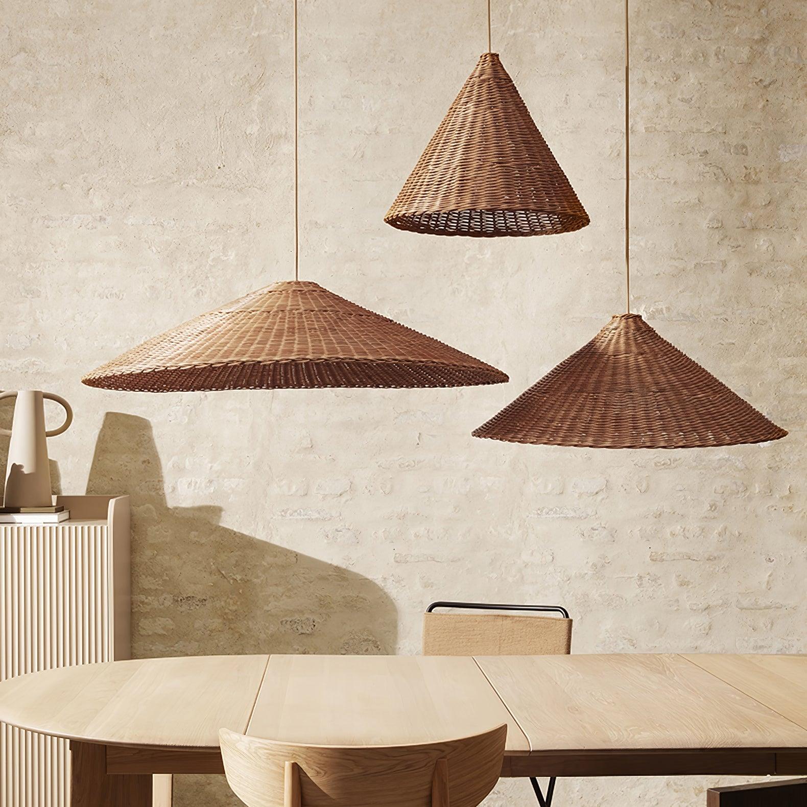 Rattan Hat Pendant Light - Letslighting