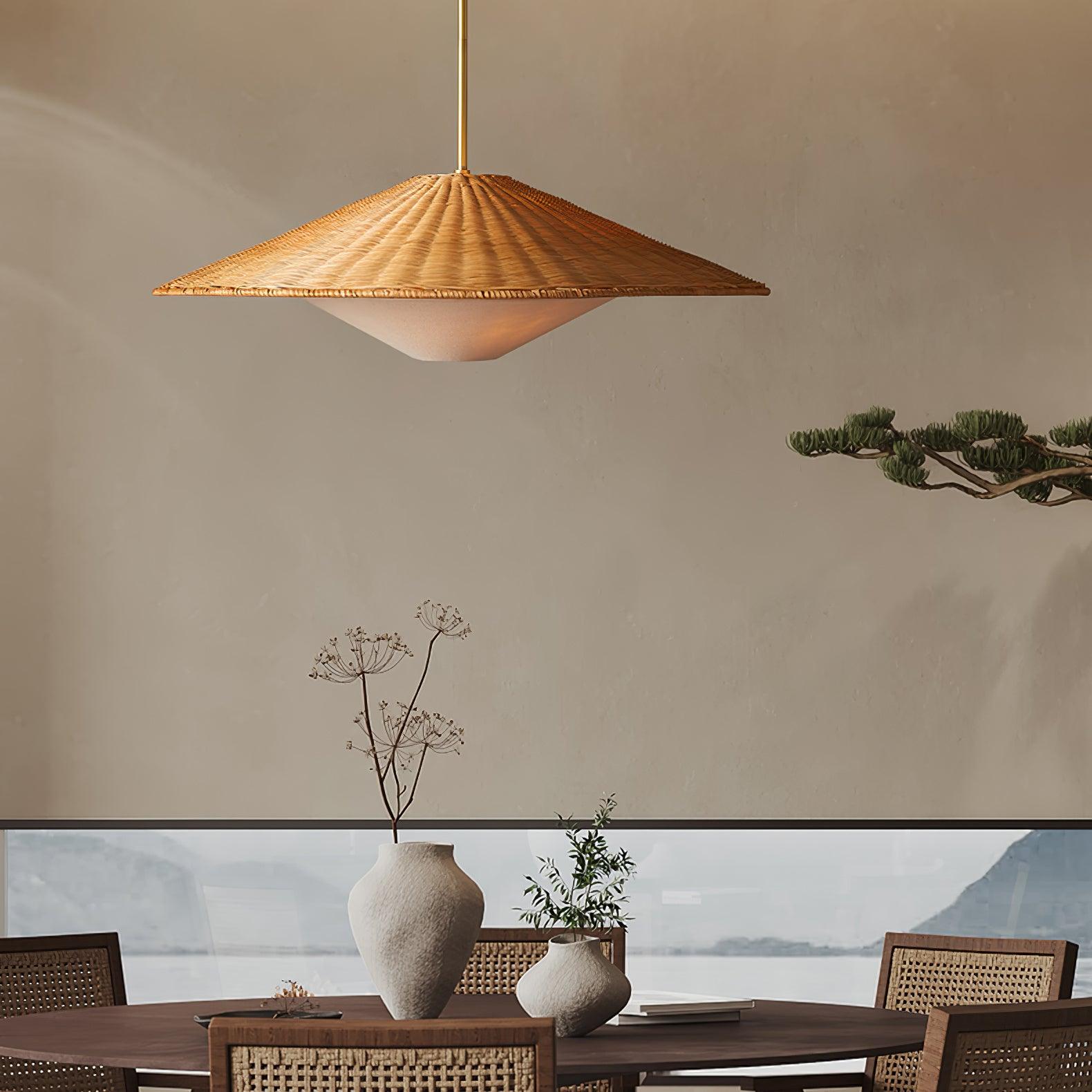 Rattan Hat Pendant Light - Letslighting
