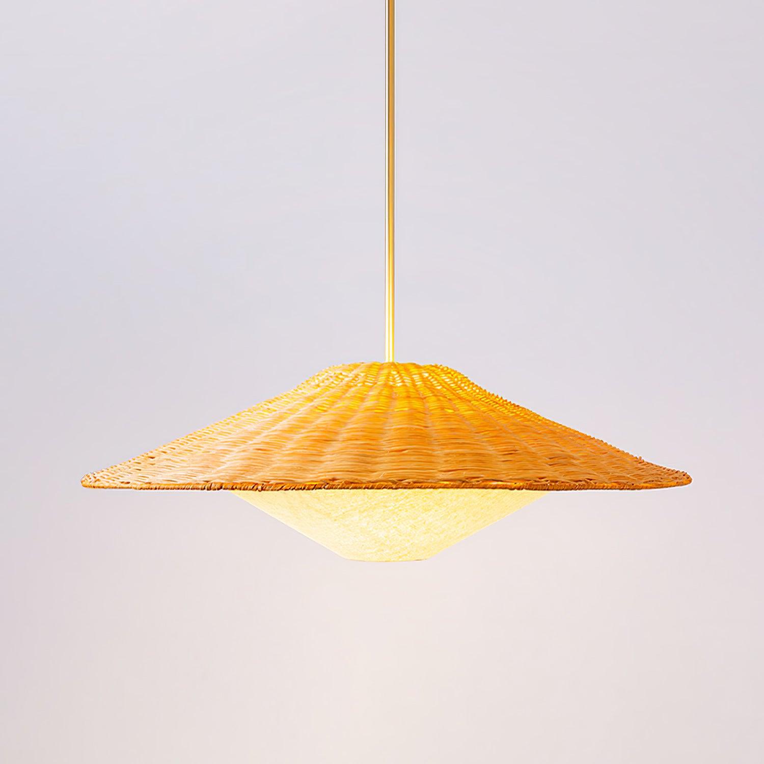 Rattan Hat Pendant Light - Letslighting