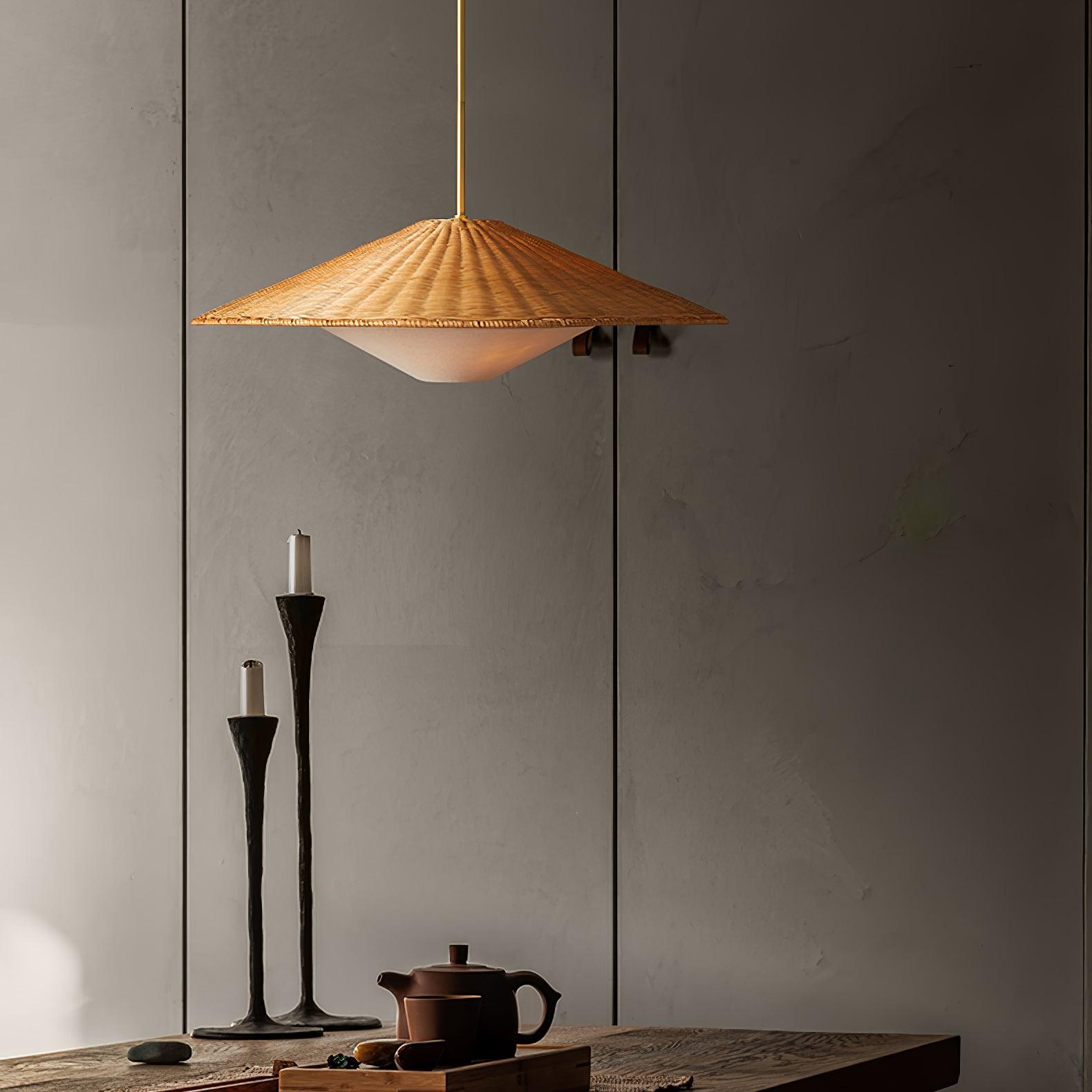 Rattan Hat Pendant Light - Letslighting