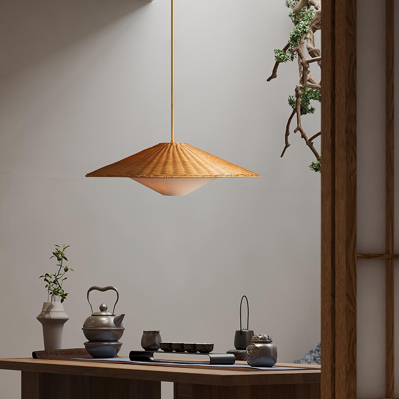 Rattan Hat Pendant Light - Letslighting
