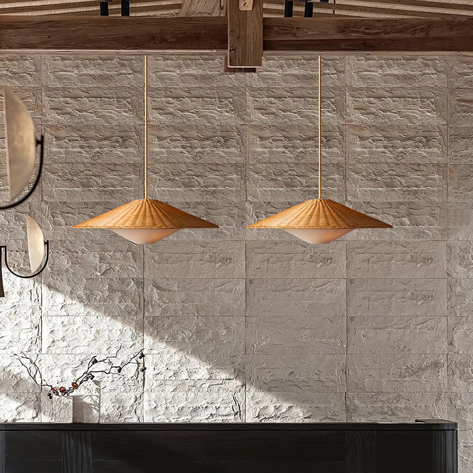 Rattan Hat Pendant Light - Letslighting