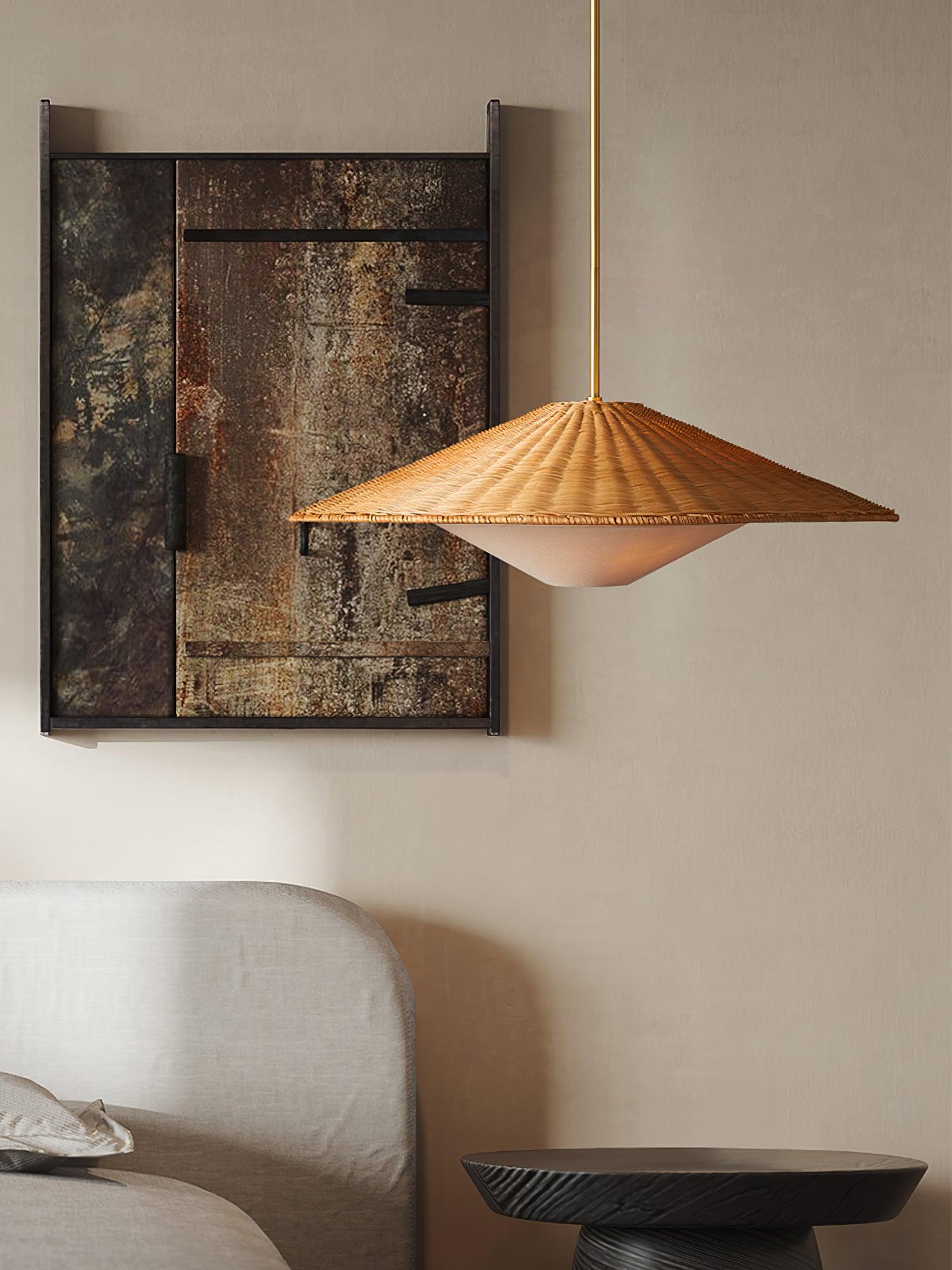 Rattan Hat Pendant Light - Letslighting