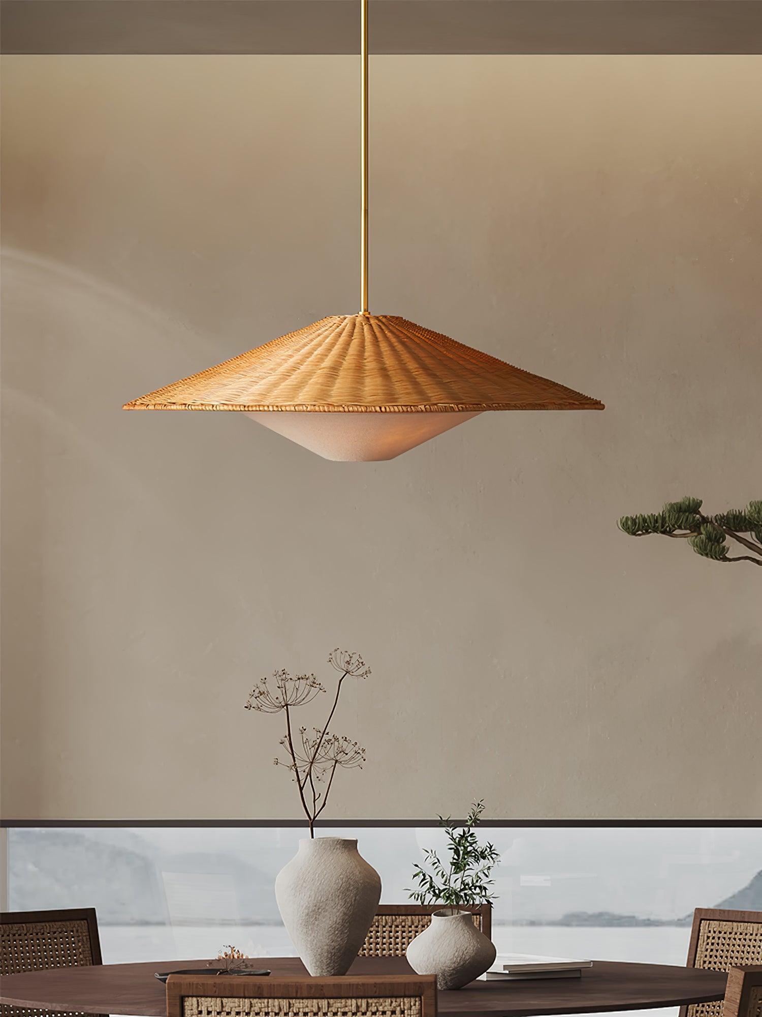 Rattan Hat Pendant Light - Letslighting