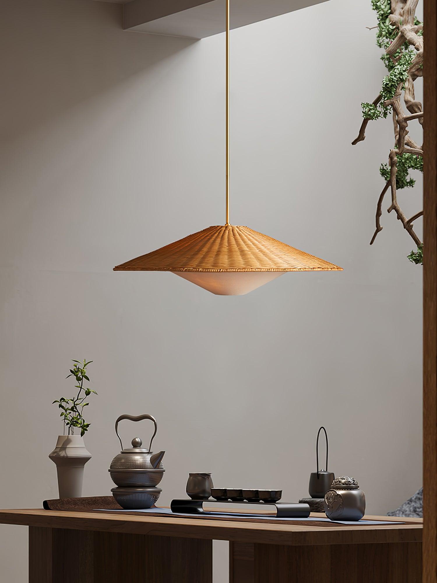 Rattan Hat Pendant Light - Letslighting