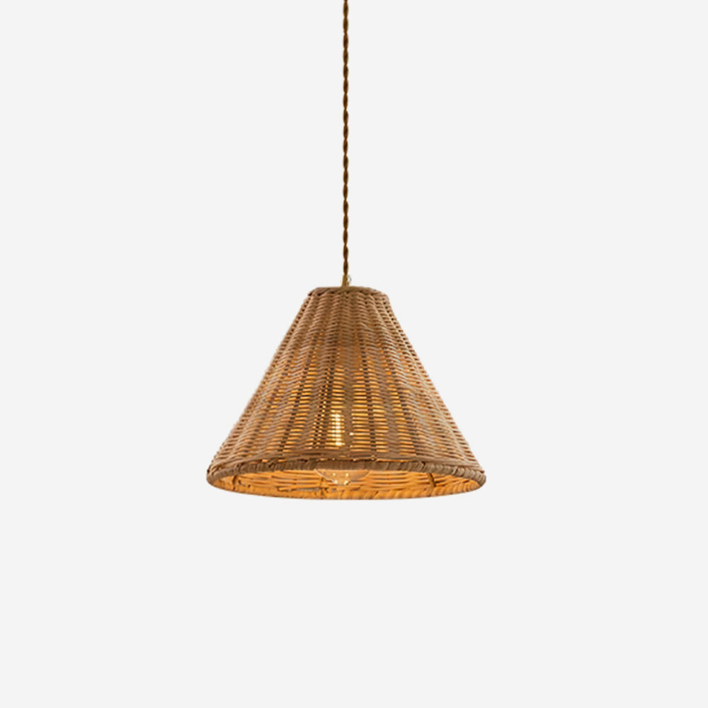 Pendant Lamp Rattan Shade and Metal Body Cone Shape Natural Minimalist - Letslighting