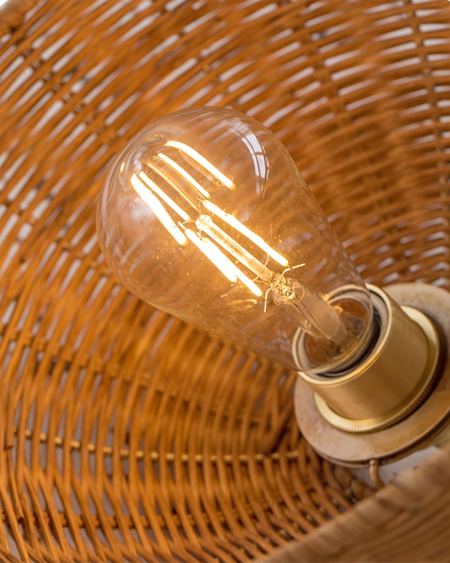 Pendant Lamp Rattan Shade and Metal Body Cone Shape Natural Minimalist - Letslighting