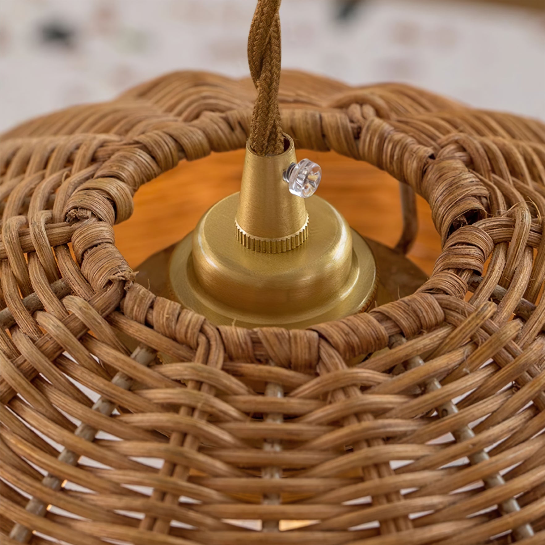 Pendant Lamp Rattan Shade and Metal Body Cone Shape Natural Minimalist - Letslighting
