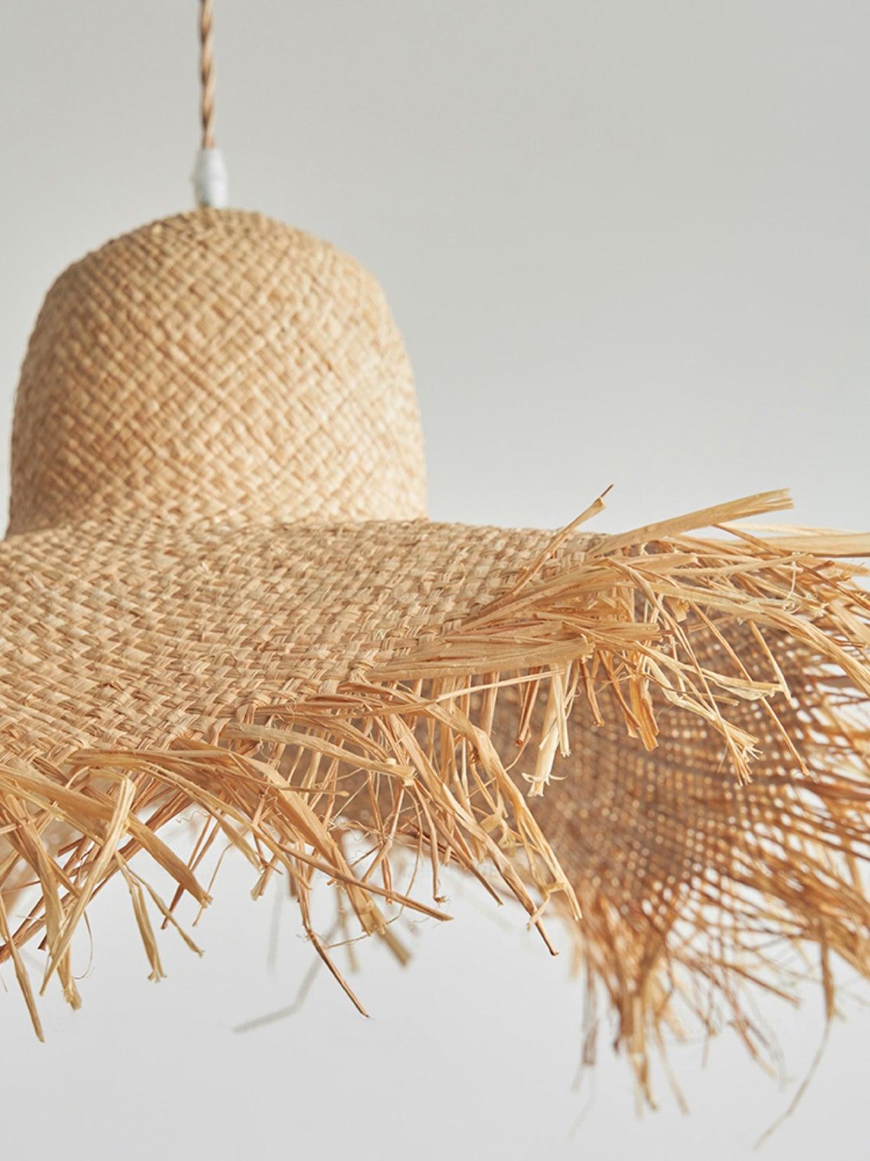 Rattan Straw Hat Pendant Light - Letslighting