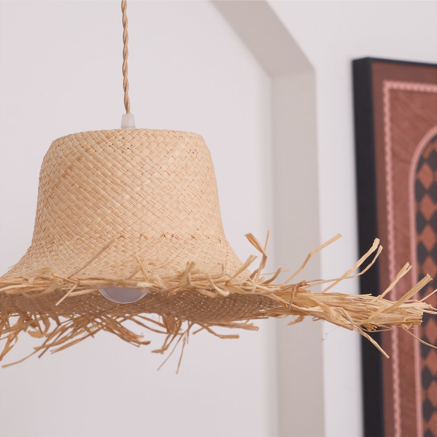 Rattan Straw Hat Pendant Light - Letslighting