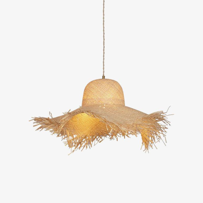 Rattan Straw Hat Pendant Light - Letslighting