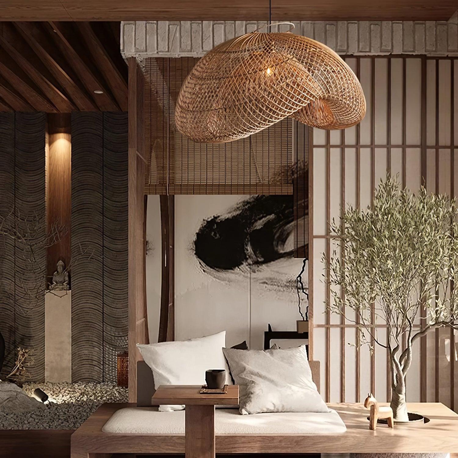 Rattan Wave Pendant Light - Letslighting
