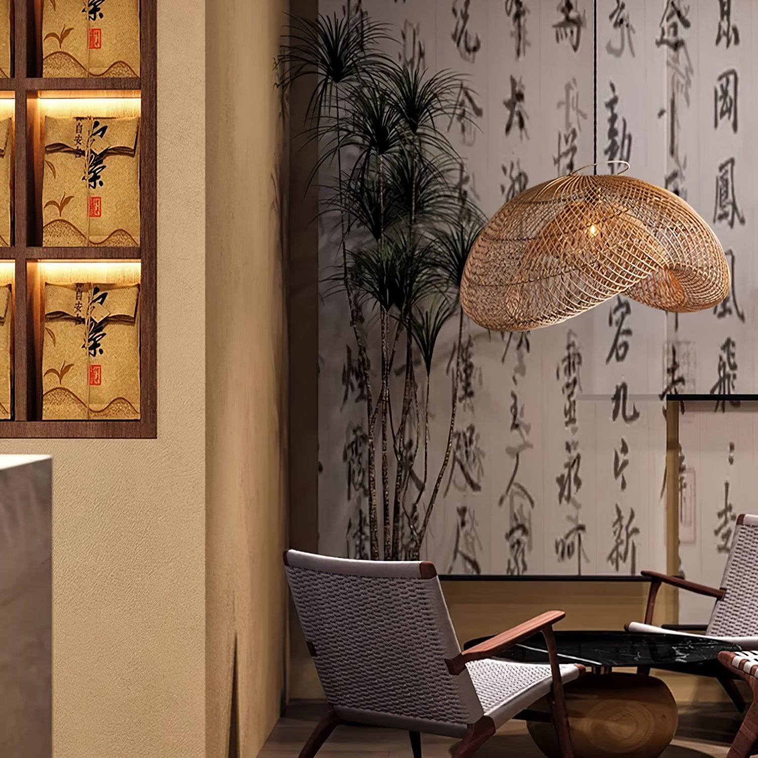 Rattan Wave Pendant Light - Letslighting