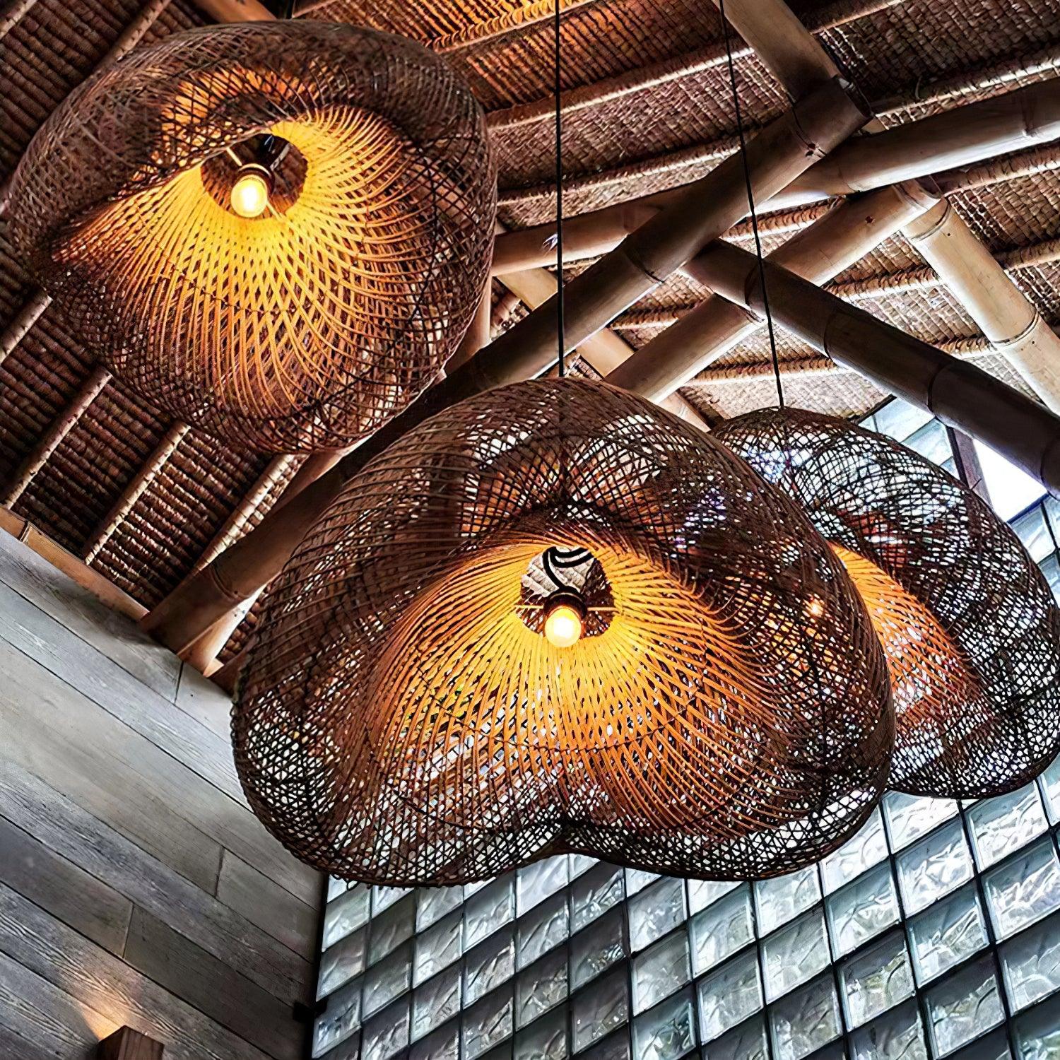Rattan Wave Pendant Light - Letslighting