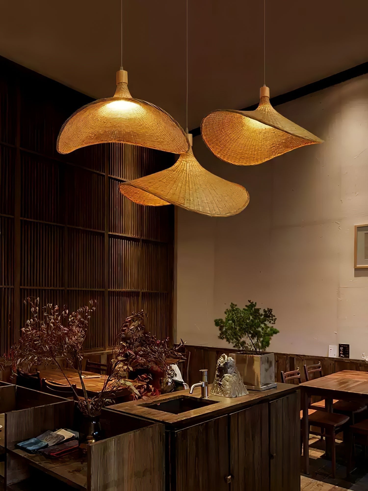Rattan Weave Hat Pendant Light - Letslighting