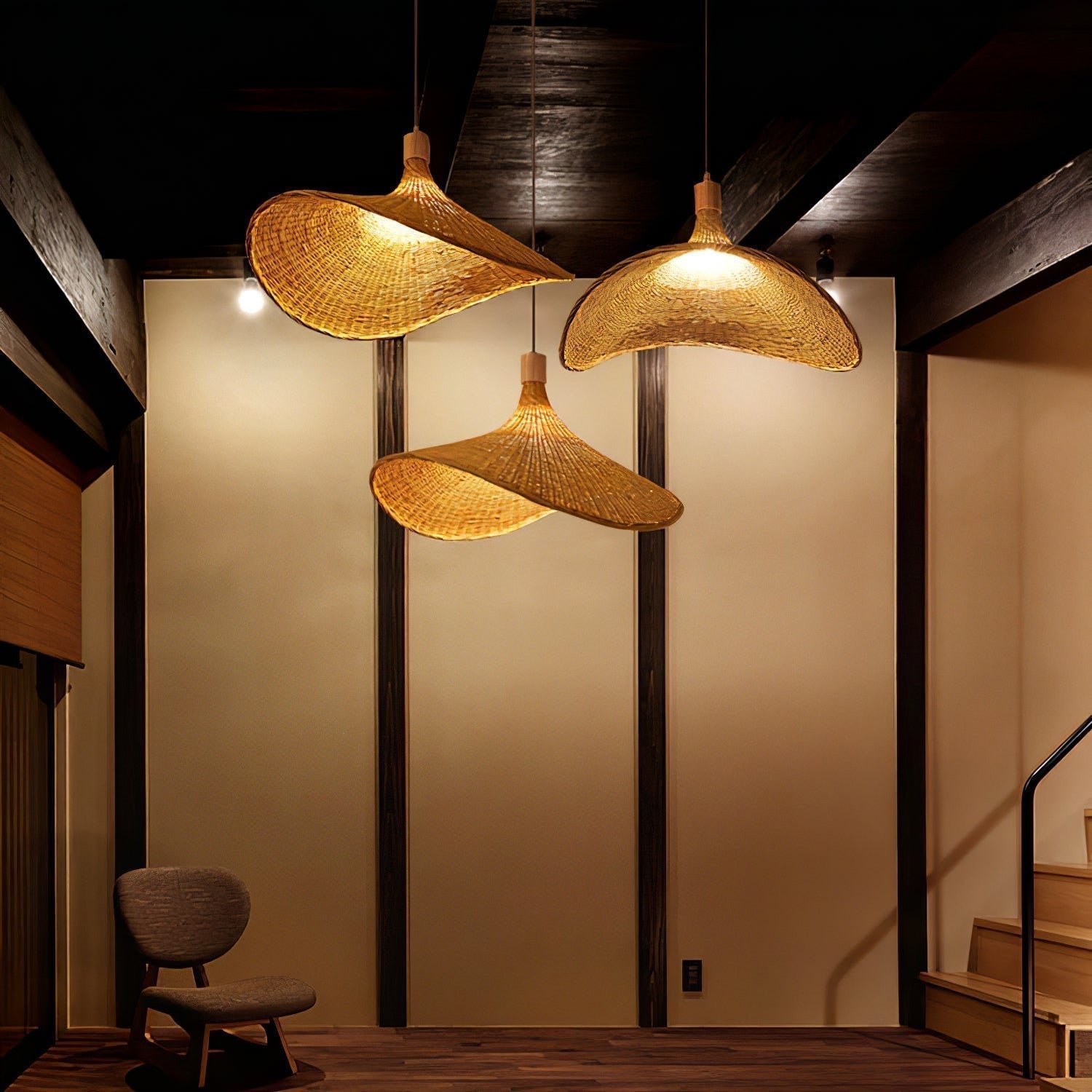 Rattan Weave Hat Pendant Light - Letslighting
