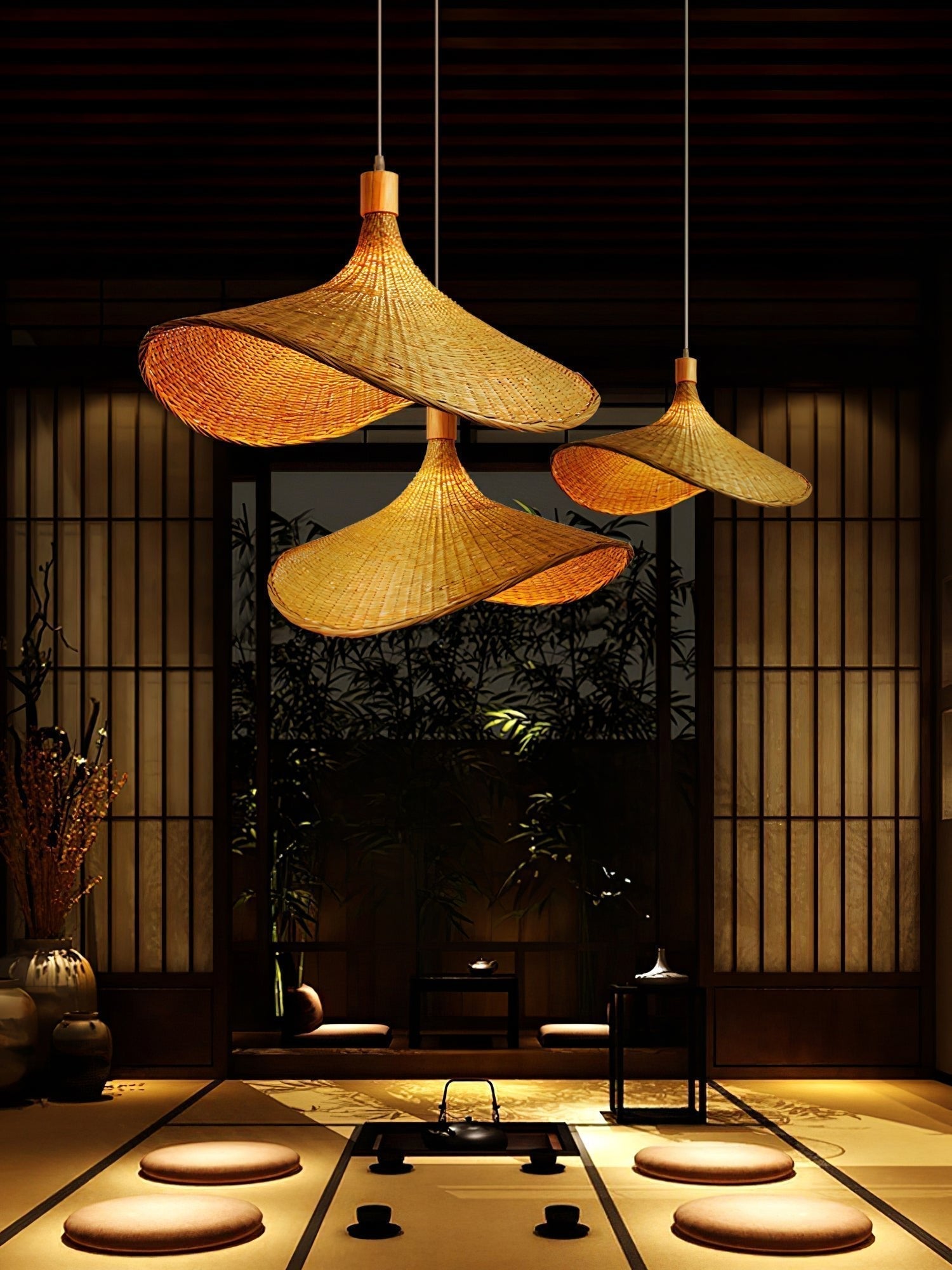 Rattan Weave Hat Pendant Light - Letslighting