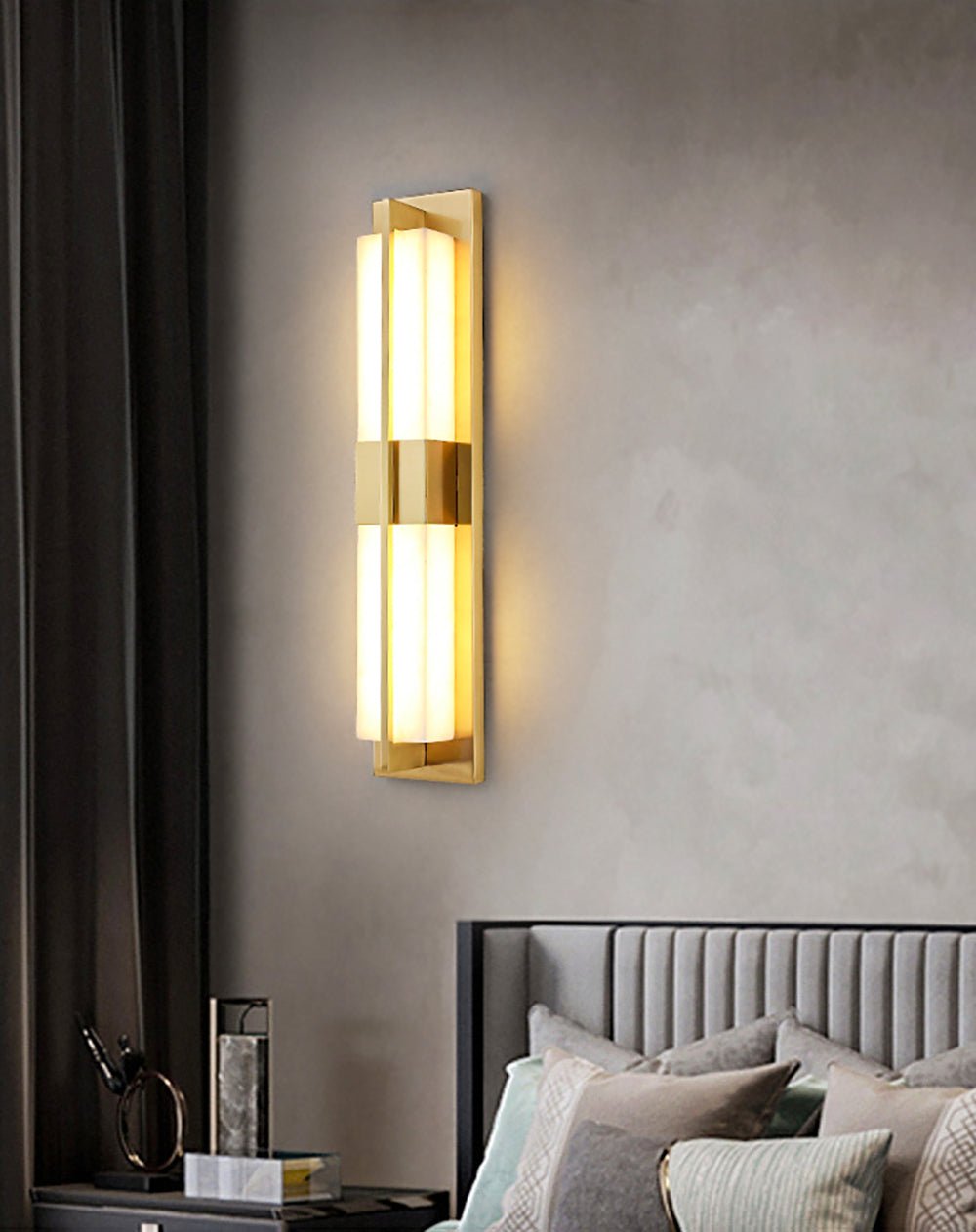 Caspian Alabaster Brass Wall Light - Letslighting