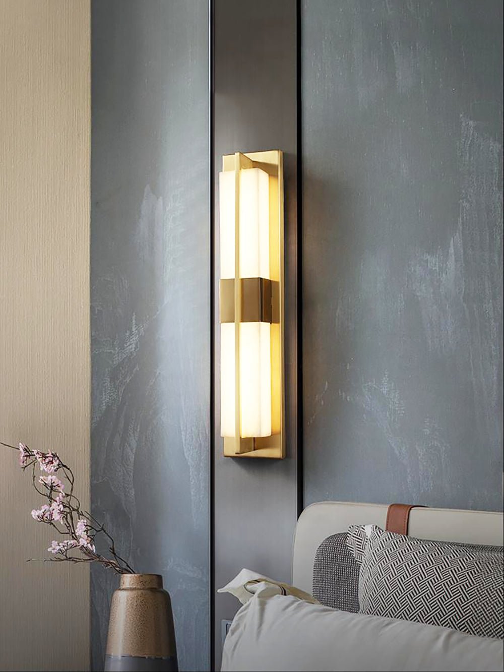 Caspian Alabaster Brass Wall Light - Letslighting