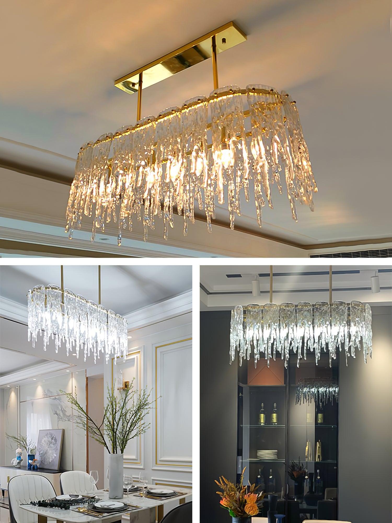 Cathaa Postmodern Luxury Rectangular Icicle Glass Crystal Chandelier - Letslighting