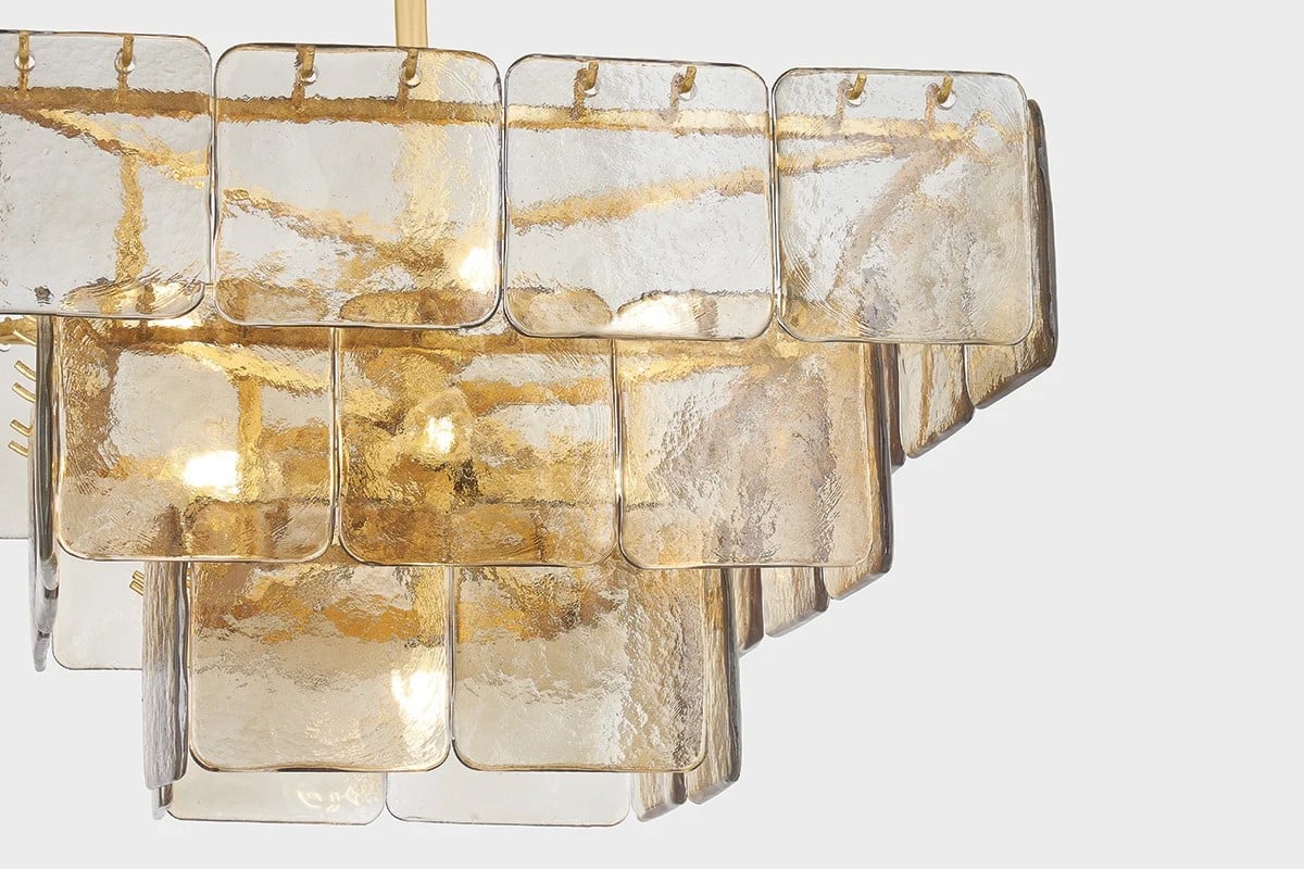 Aurora Chandelier Champagne Piastre Glass Modern - Letslighting
