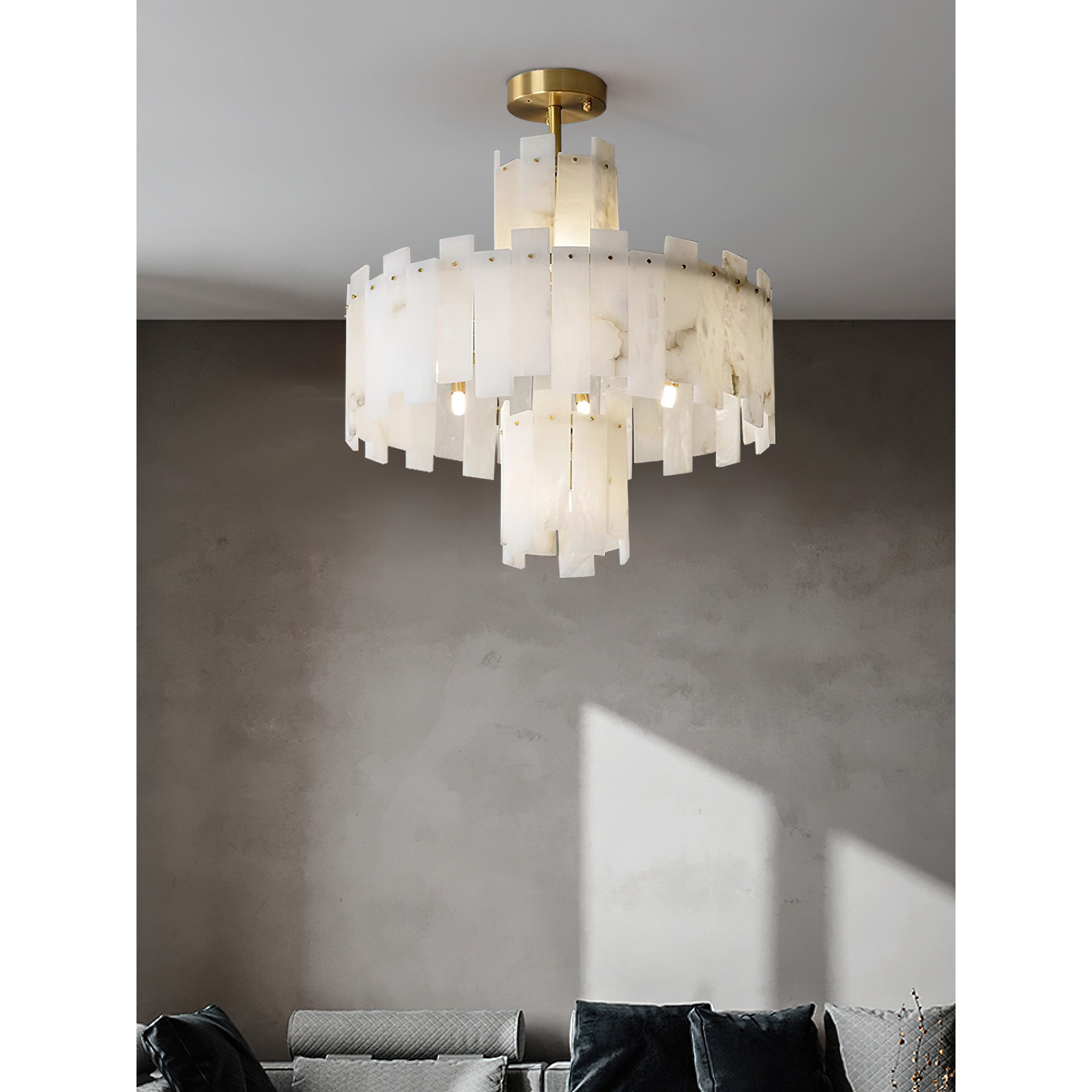 Zosolia Postmodern Luxury Brass Alabaster Chandelier - Lamp Copper