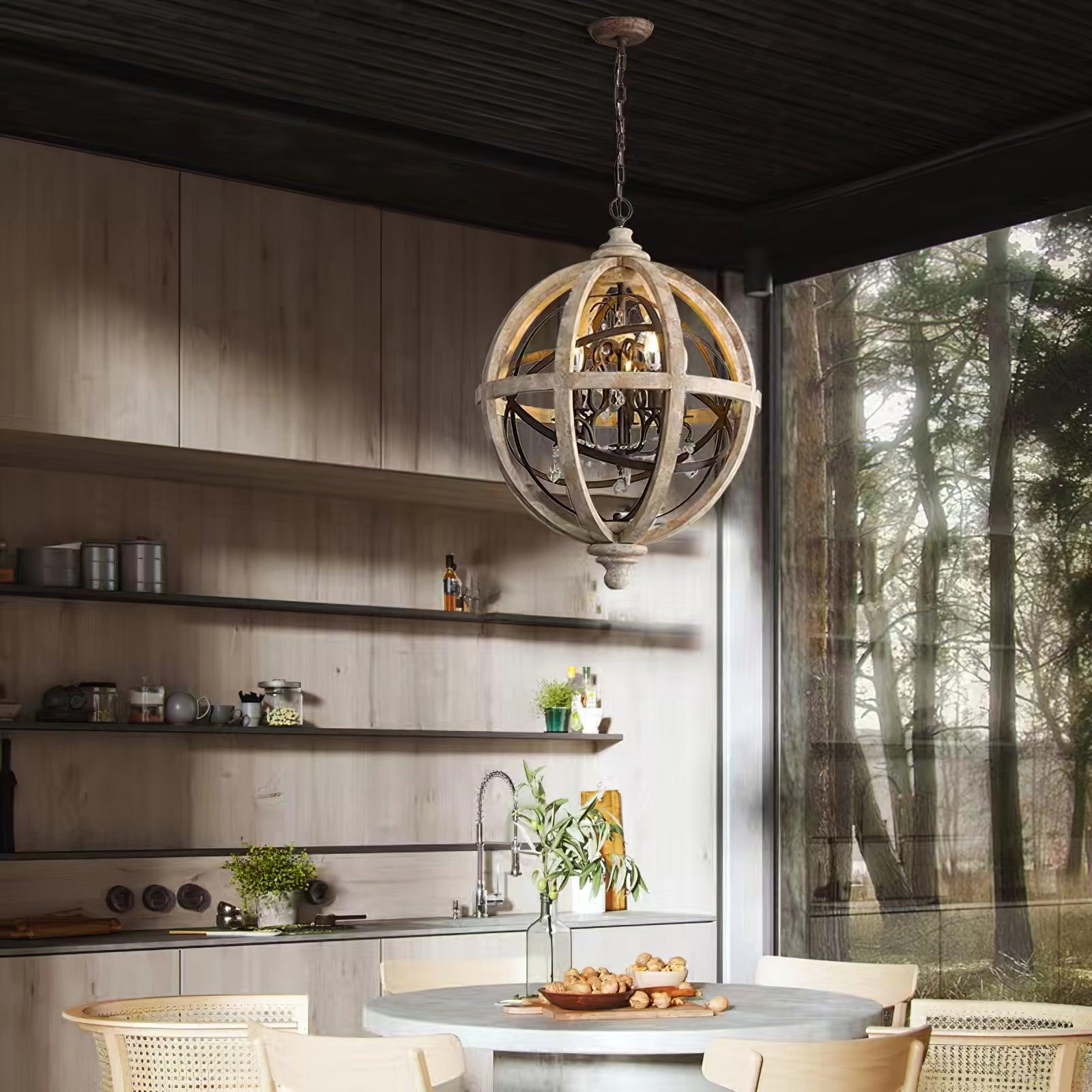 Retro Globe Weathered Chandelier - Letslighting