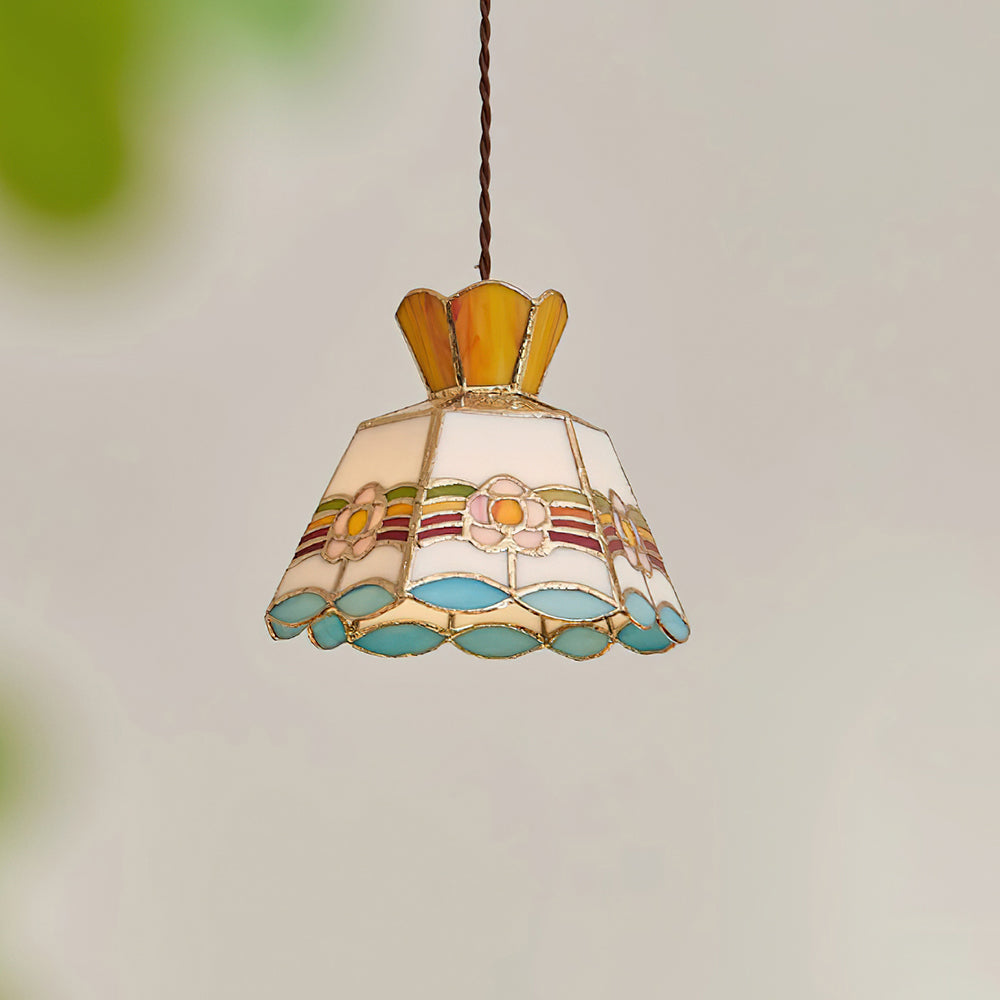 Tiffany Lámparas Colgantes Retro de Cristal Florales