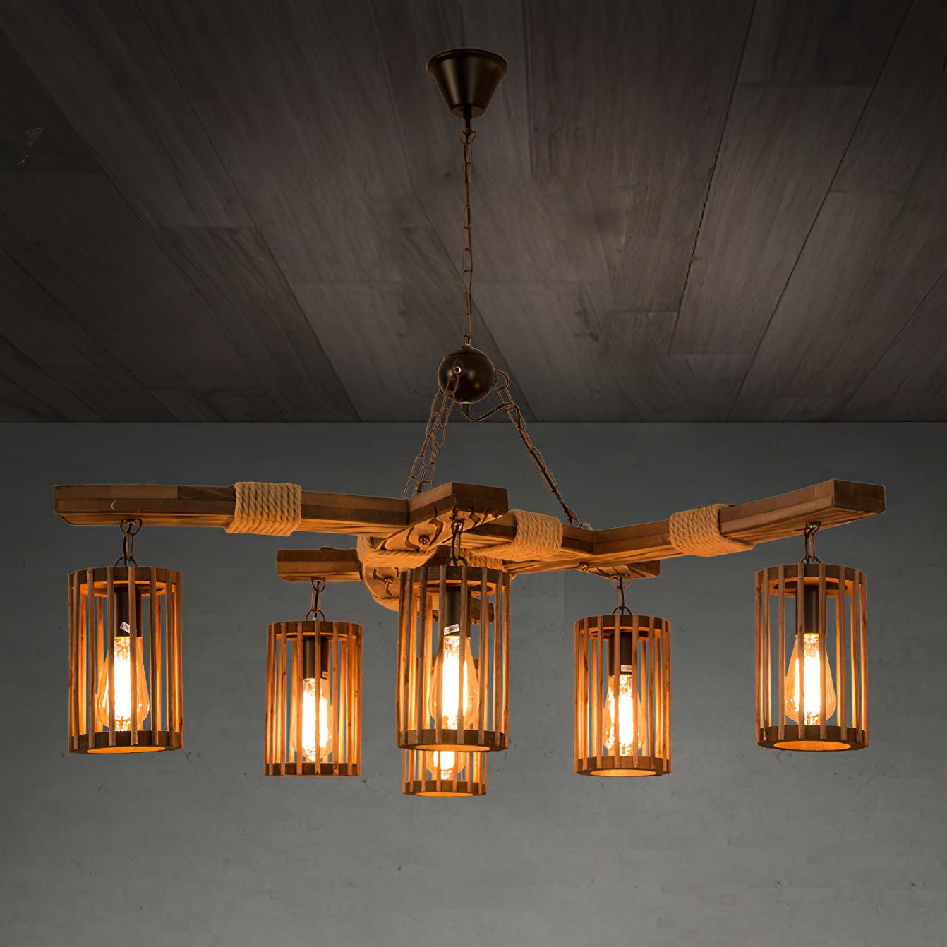Retro Solid Wood Chandelier - Letslighting