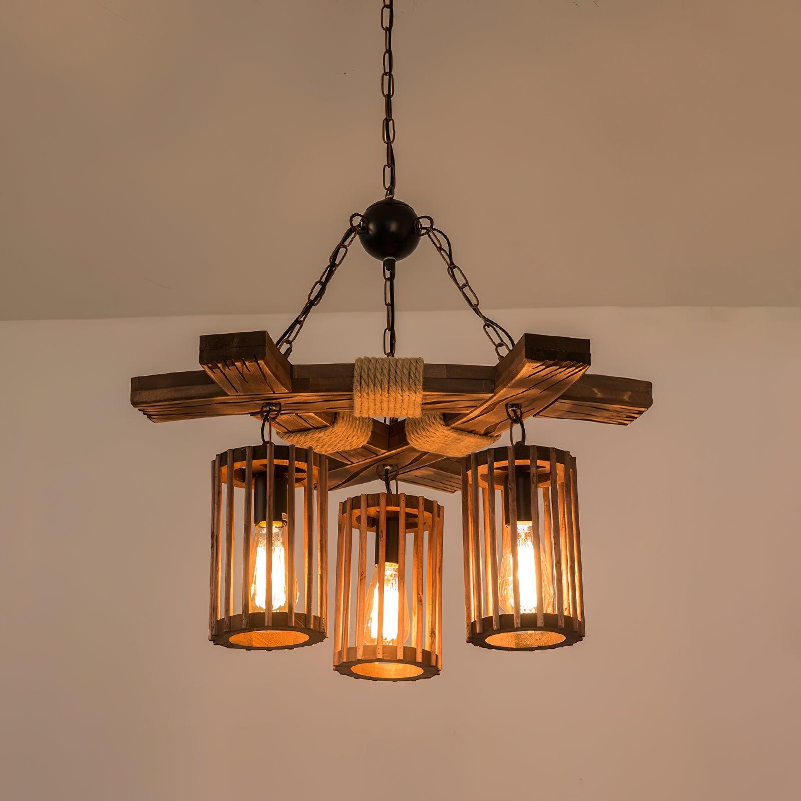 Retro Solid Wood Chandelier - Letslighting