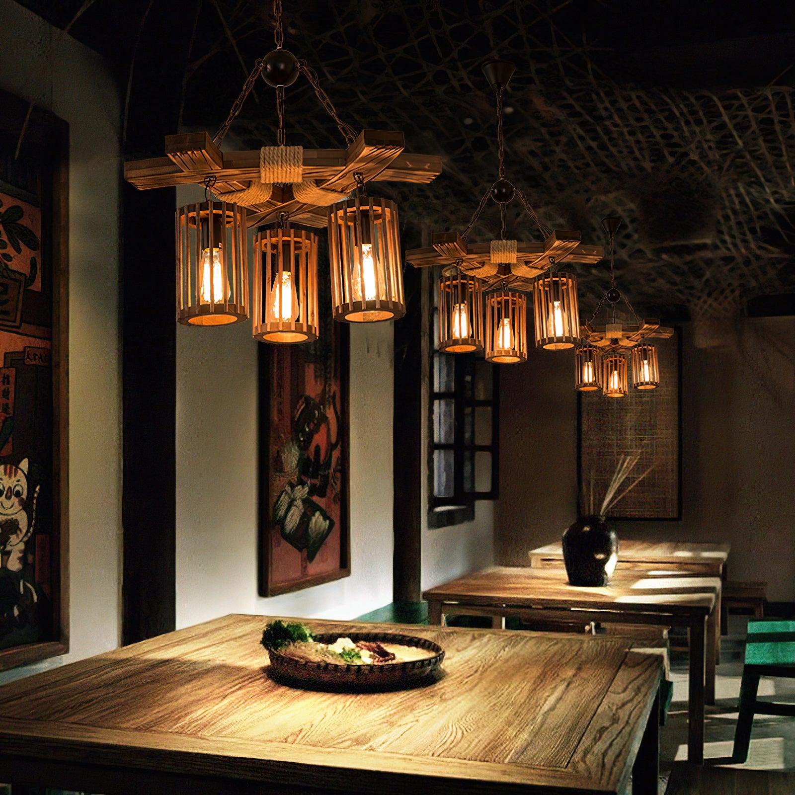 Retro Solid Wood Chandelier - Letslighting